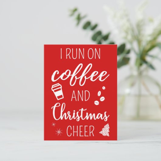 Ik loop op koffie en kerstmis. briefkaart (Staand voorkant)