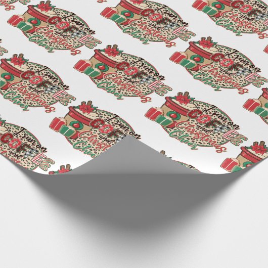 Ik loop op koffie en kerstmis. cadeaupapier (Hoek)