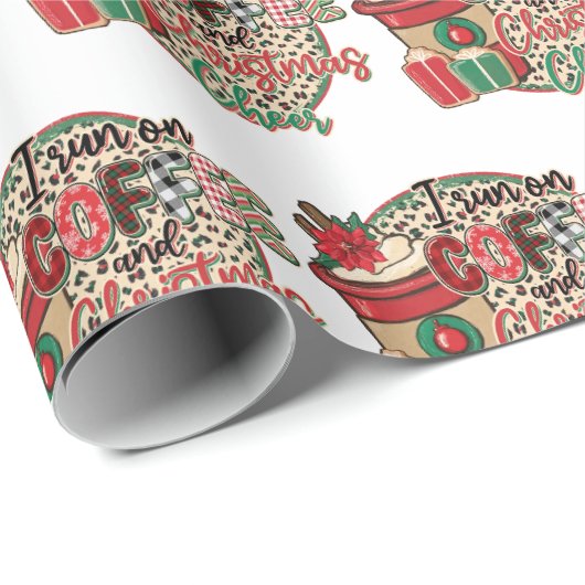 Ik loop op koffie en kerstmis. cadeaupapier (Rol Hoek)