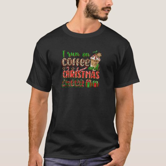 Ik loop op koffie en kerstmis... grappige Christma T-shirt (Voorkant)