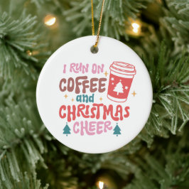 Ik loop op koffie en kerstmis. keramisch ornament