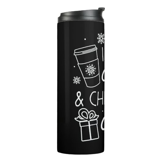 Ik loop op koffie en kerstmis. thermosbeker (Gedraaid links)