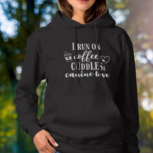 Ik Loop op Koffie Knuffels Hondenliefde Wit Hoodie