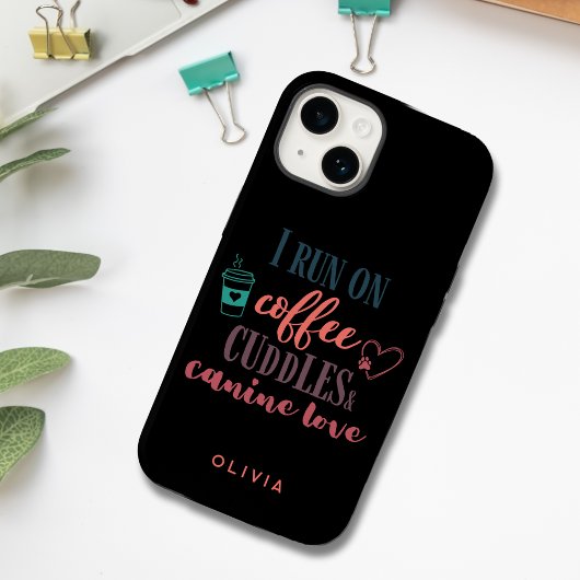 Ik Loop op Koffie Knuffels Hondse Liefde Teal Kora Case-Mate iPhone Case