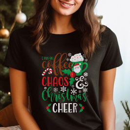 Ik loop op koffiechaos en kerstvreugde t-shirt