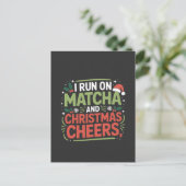 Ik loop op Matcha en Kerst Cheers Groene Drank Feestdagenkaart (Staand voorkant)