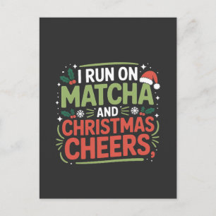 Ik loop op Matcha en Kerst Cheers Groene Drank  Feestdagenkaart