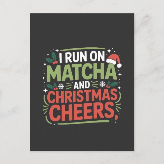 Ik loop op Matcha en Kerst Cheers Groene Drank Feestdagenkaart (Voorkant)