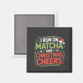Ik loop op Matcha en Kerst Cheers Groene Drank Magneet (Voorkant / Achterkant)