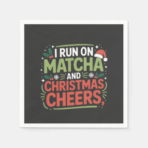 Ik loop op Matcha en Kerst Cheers Groene Drank Servet