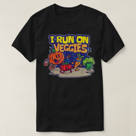 Ik loop op Veggies Funny Vegan Runner Vegetarian V T-shirt (Design voorkant)