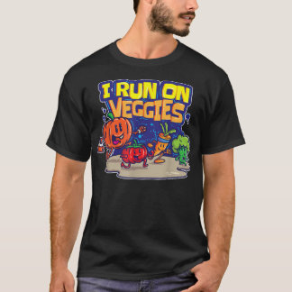 Ik loop op Veggies Funny Vegan Runner Vegetarian V T-shirt