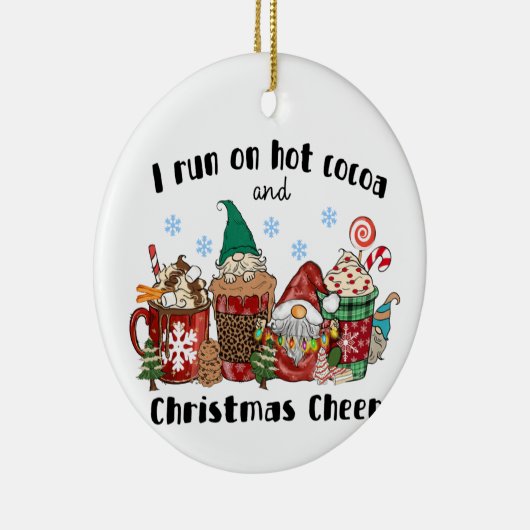 Ik loop op warme cacao en kerstmis. keramisch ornament (Rechts)