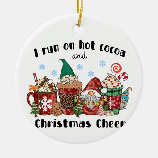 Ik loop op warme cacao en kerstmis. keramisch ornament (Voorkant)