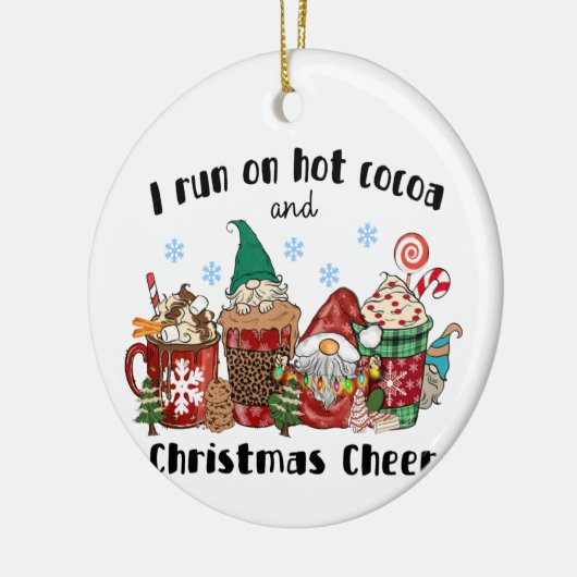 Ik loop op warme cacao en kerstmis. keramisch ornament (Links)