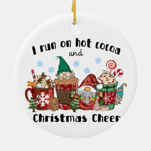 Ik loop op warme cacao en kerstmis. keramisch ornament (Achterkant)