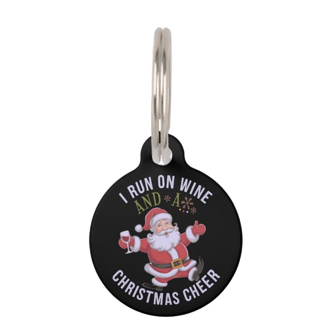 Ik loop op wijn en kerstvreugde  huisdierpenning (Voorkant)