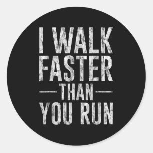 Ik loop sneller dan jij motivatie marathon jok ronde sticker