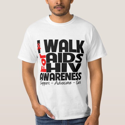 Ik loop voor AIDS HIV-bewustzijn T-shirt (Voorkant)