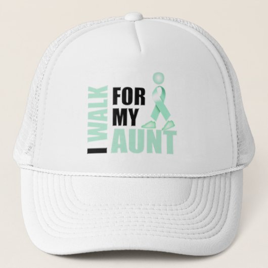 Ik loop voor mijn tante blauwgroen trucker pet (Voorkant)
