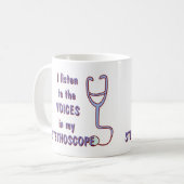 Ik luister naar de stemmen koffiemok (Voorkant links)