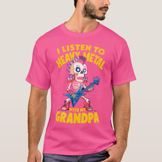 Ik luister naar heavy metal met mijn opa Skeleton  T-shirt (Voorkant)