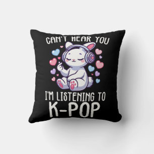 Ik luister naar K-pop Finger Heart Kussen