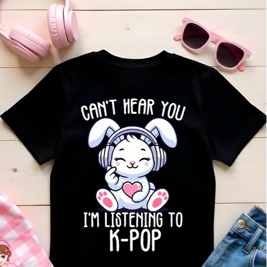 Ik luister naar K-pop Rabbit Finger T-shirt