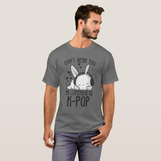 Ik luister naar Kpop Rabbit K-pop T-shirt (Voorkant volledig)