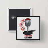 Ik luister naar Levin Vierkante Button 5,1 Cm (Voorkant /achterkant)