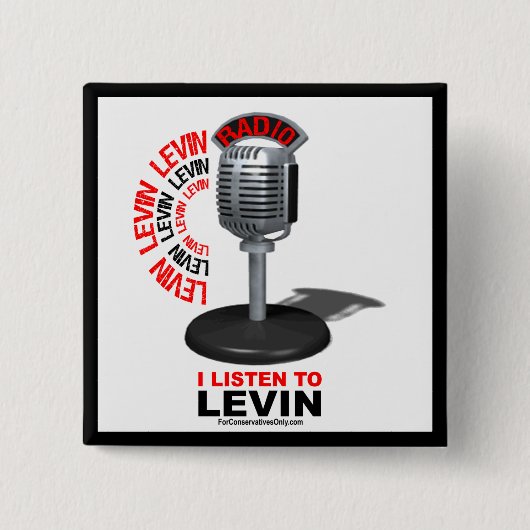 Ik luister naar Levin Vierkante Button 5,1 Cm (Voorkant)