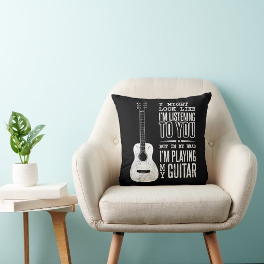 Ik luister naar Muziek Guitar. Kussen (Stoel)