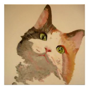 Ik luister: Portret van een calicokat Poster