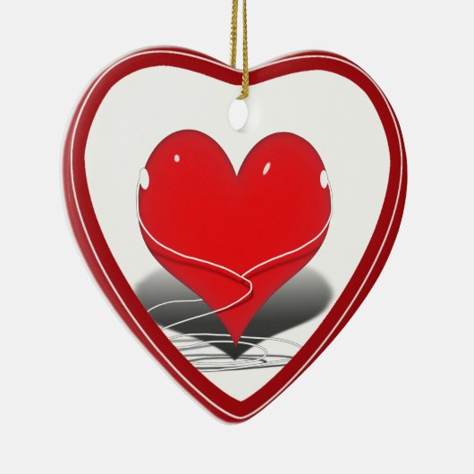 Ik luister (Rode Hart) Keramisch Ornament (Rechts)