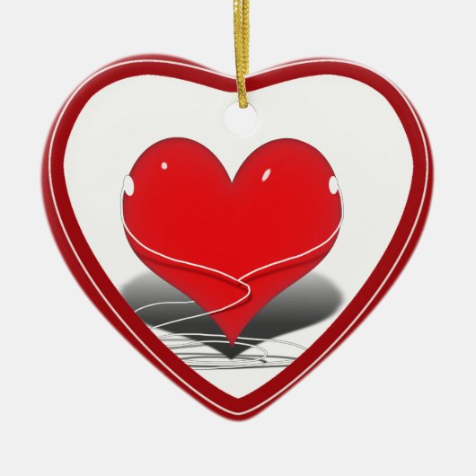 Ik luister (Rode Hart) Keramisch Ornament (Voorkant)