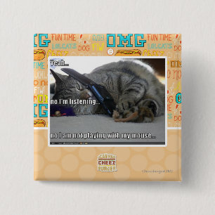 Ik luister vierkante button 5,1 cm