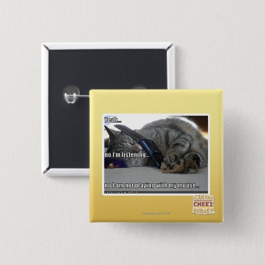 Ik luister vierkante button 5,1 cm (Voorkant /achterkant)