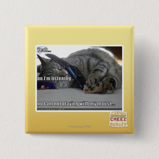 Ik luister vierkante button 5,1 cm (Voorkant)