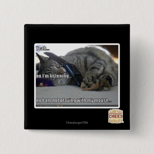 Ik luister vierkante button 5,1 cm (Voorkant)