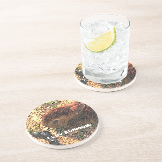 IK LUV BUNNIES! Cute Zandsteen Onderzetter (Zijkant)