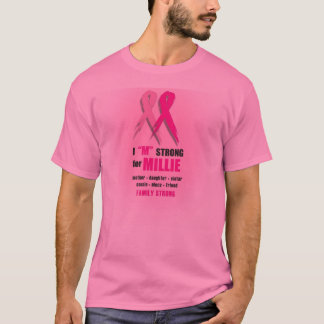 Ik "M" sterk voor Millie Pink voor kanker T-shirt