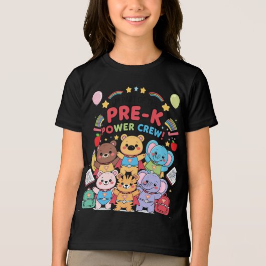 "Ik maak deel uit van de Pre-K Power Crew!" – Kind Tri-Blend Shirt (Voorkant)