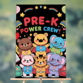 "Ik maak deel uit van de Pre-K Power Crew!" – Stud Acryl Bord (Neutraal)