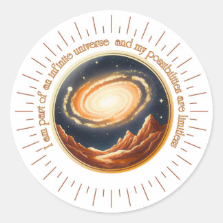 Ik maak deel uit van een oneindig universum ronde sticker