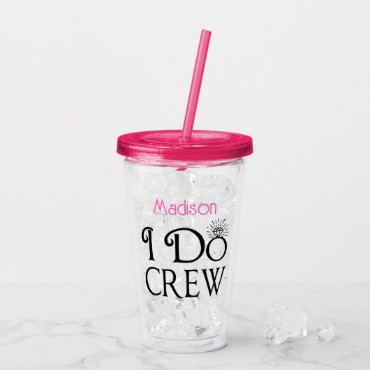 Ik maak een zwarte roze monogram bruidsmeisje acryl drinkbeker (Achterkant ijs)