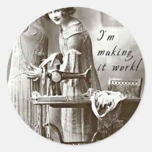 Ik maak het werk ronde sticker