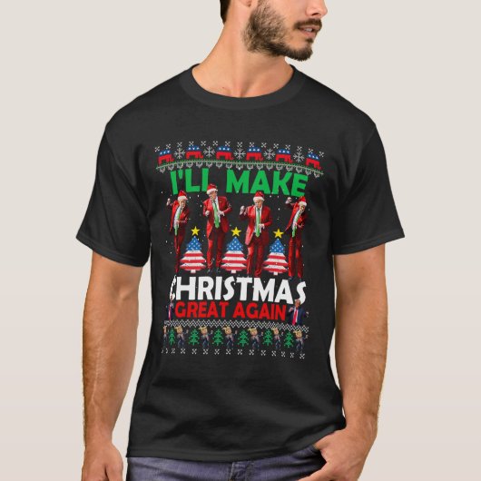 Ik maak kerst weer geweldig Santa Trump-dans T-shirt (Voorkant)