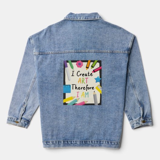 Ik maak kunstbericht met kleurrijk schrijfwaren denim jacket (Achterkant)