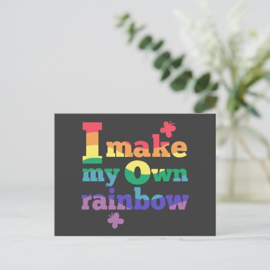 "Ik maak mijn eigen regenboog" kleurrijke boodscha Briefkaart (Staand voorkant)