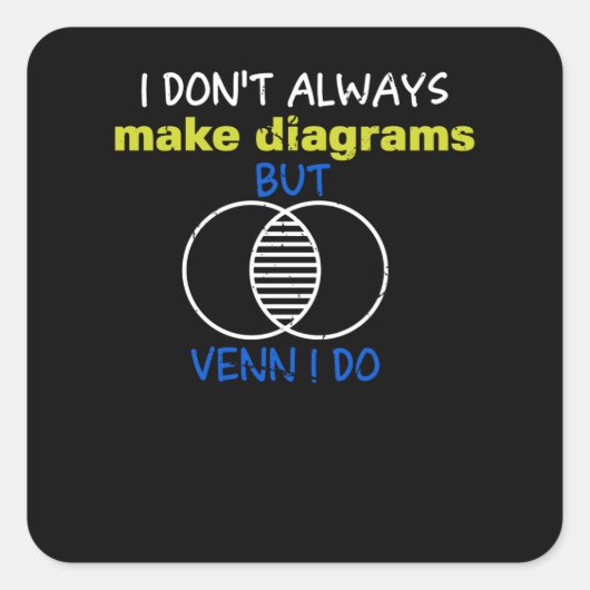 Ik maak niet altijd Diagrammen maar Venn Vierkante Sticker (Voorkant)